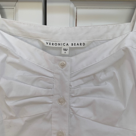 Veronica Beard Frankie White Long Sleeve Rucched Blouse - Picture 4 of 14